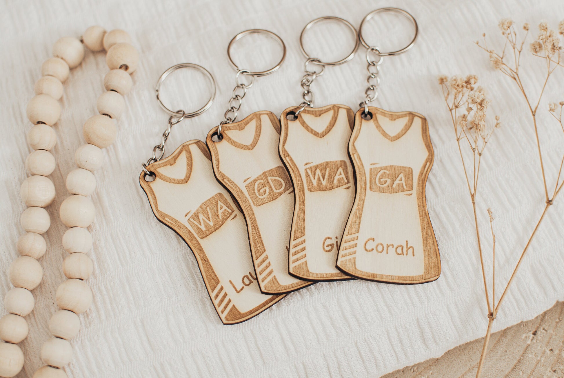 Personalised Netball Dress Keyring, Custom Netball Gift, Netball Player Keychain, Netball Coach Gift