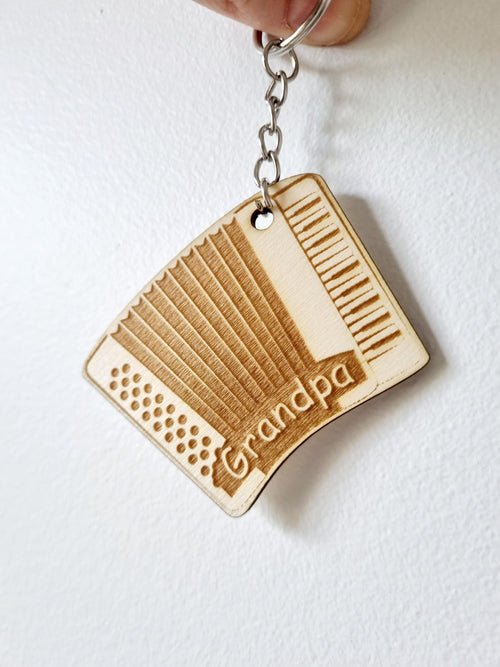 Personalised Accordion Keyring, Folk Music, Keychain, Harmonika