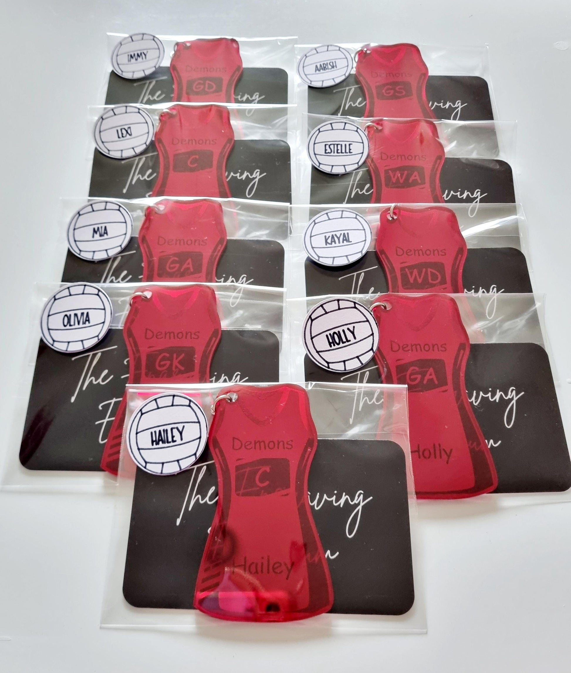 Personalised Acrylic Netball Dress Keyring, Netball Player Gift, Netball Coach Gift, Netball Team Keychain