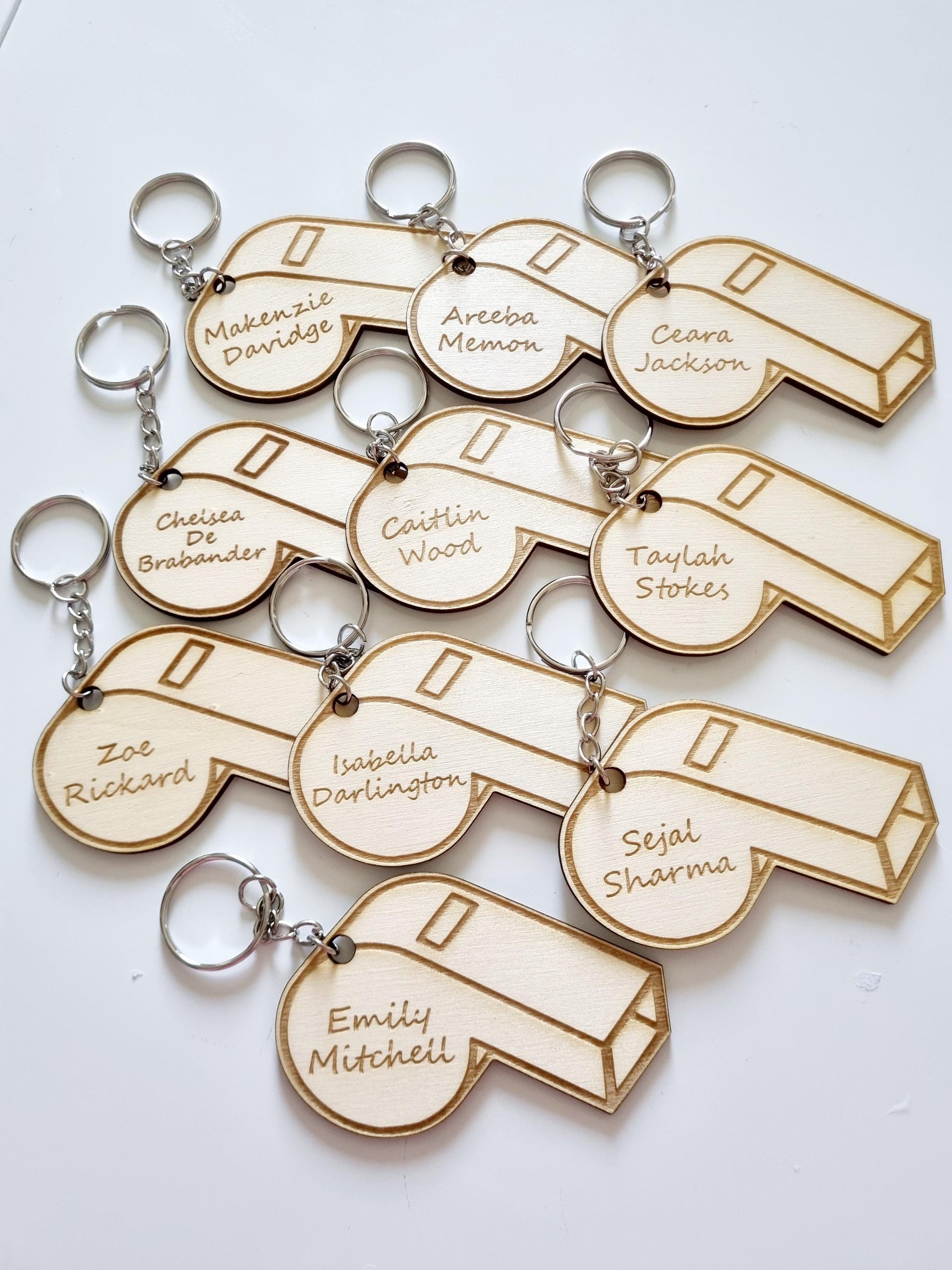 Personalised Netball Whistle Keyring, Umpire Gift, Netball Coach Gift