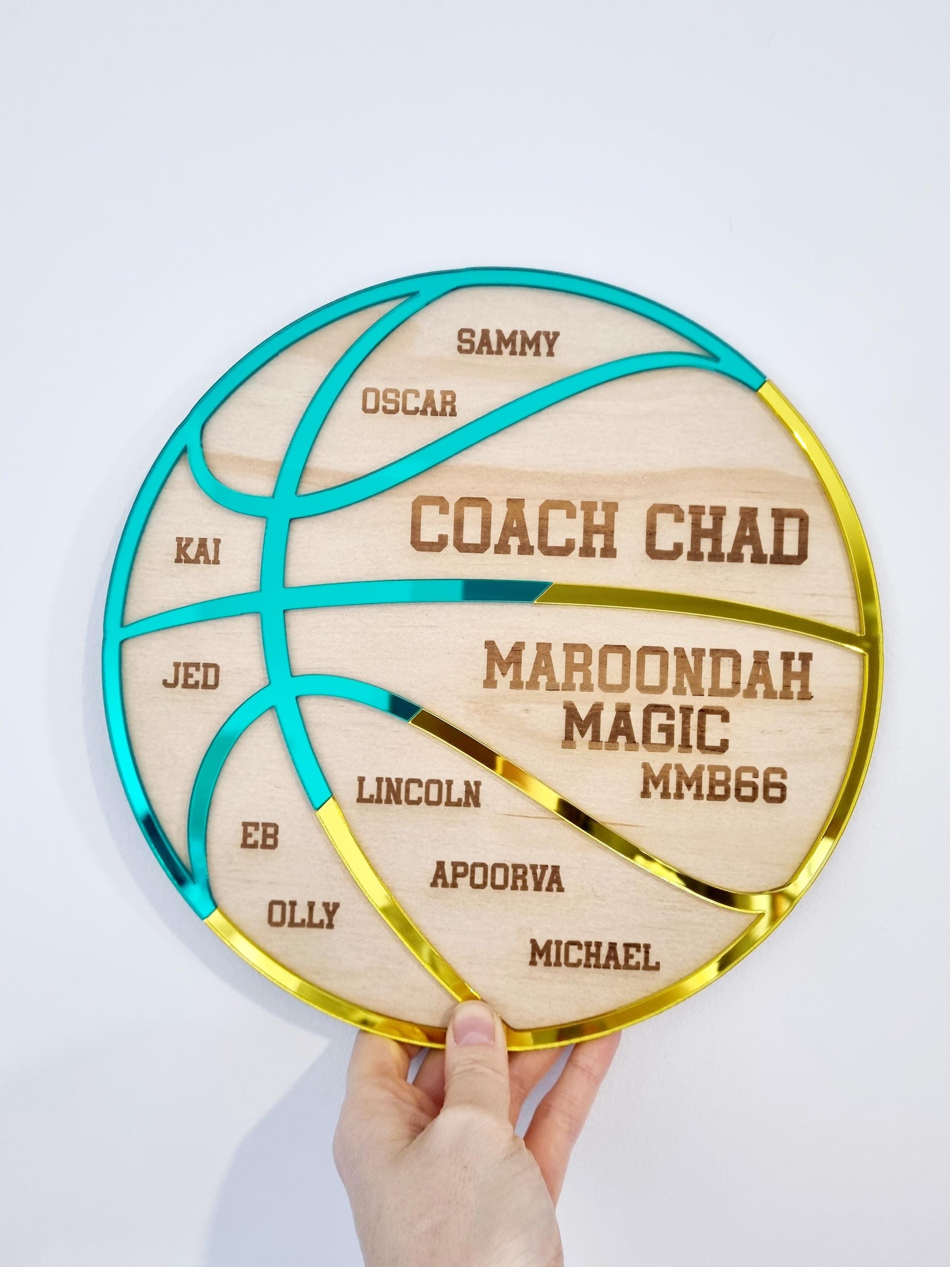Basketball Coach Gift, Unique 2 Colour Design, Basketball Team Gift, Basketball Coach Plaque