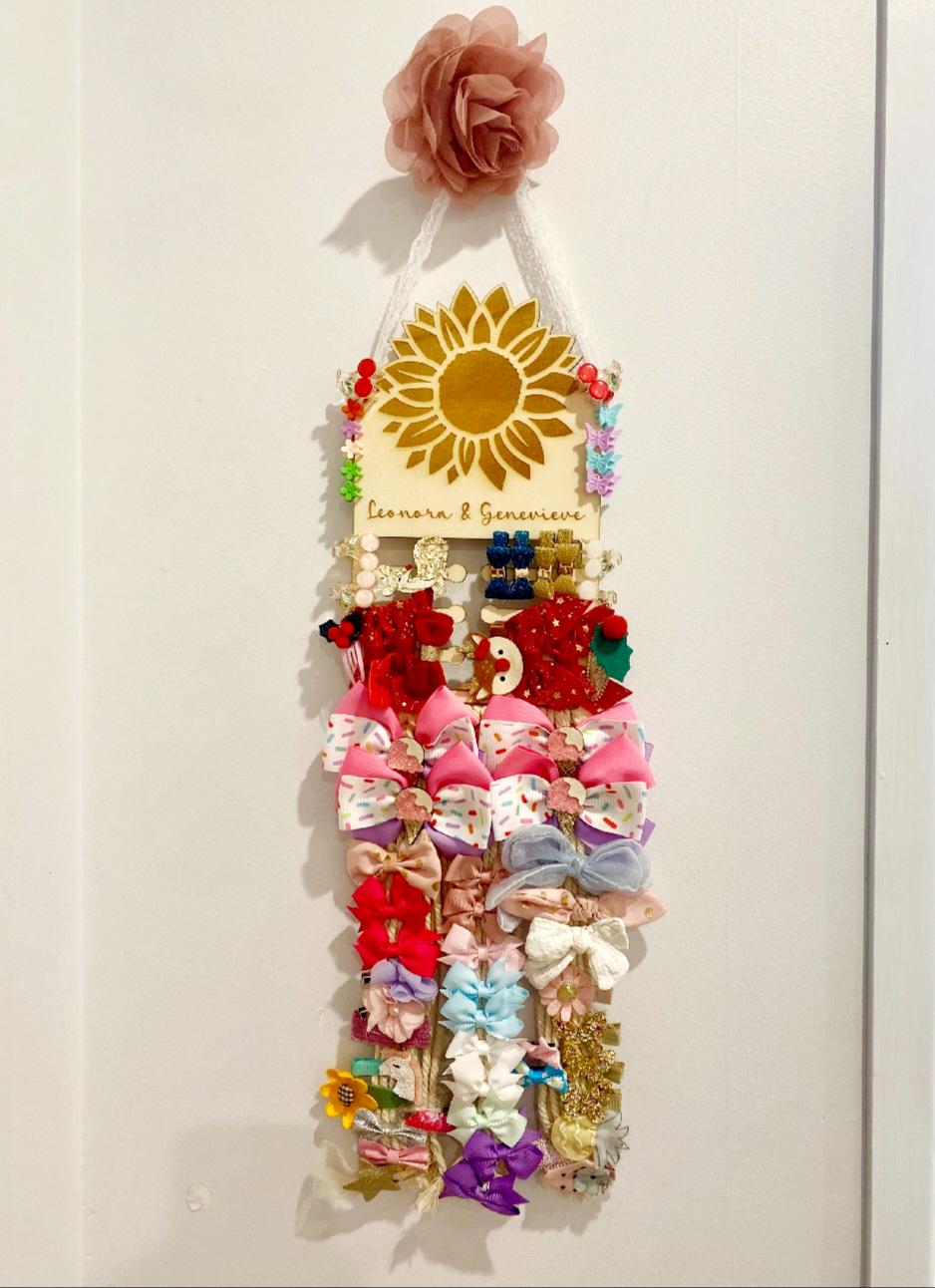 Rainbow Personalised Hair Accessory Organiser, Boho Bedroom Decor, Girls Bedroom Decoration, Hanging Headband Display
