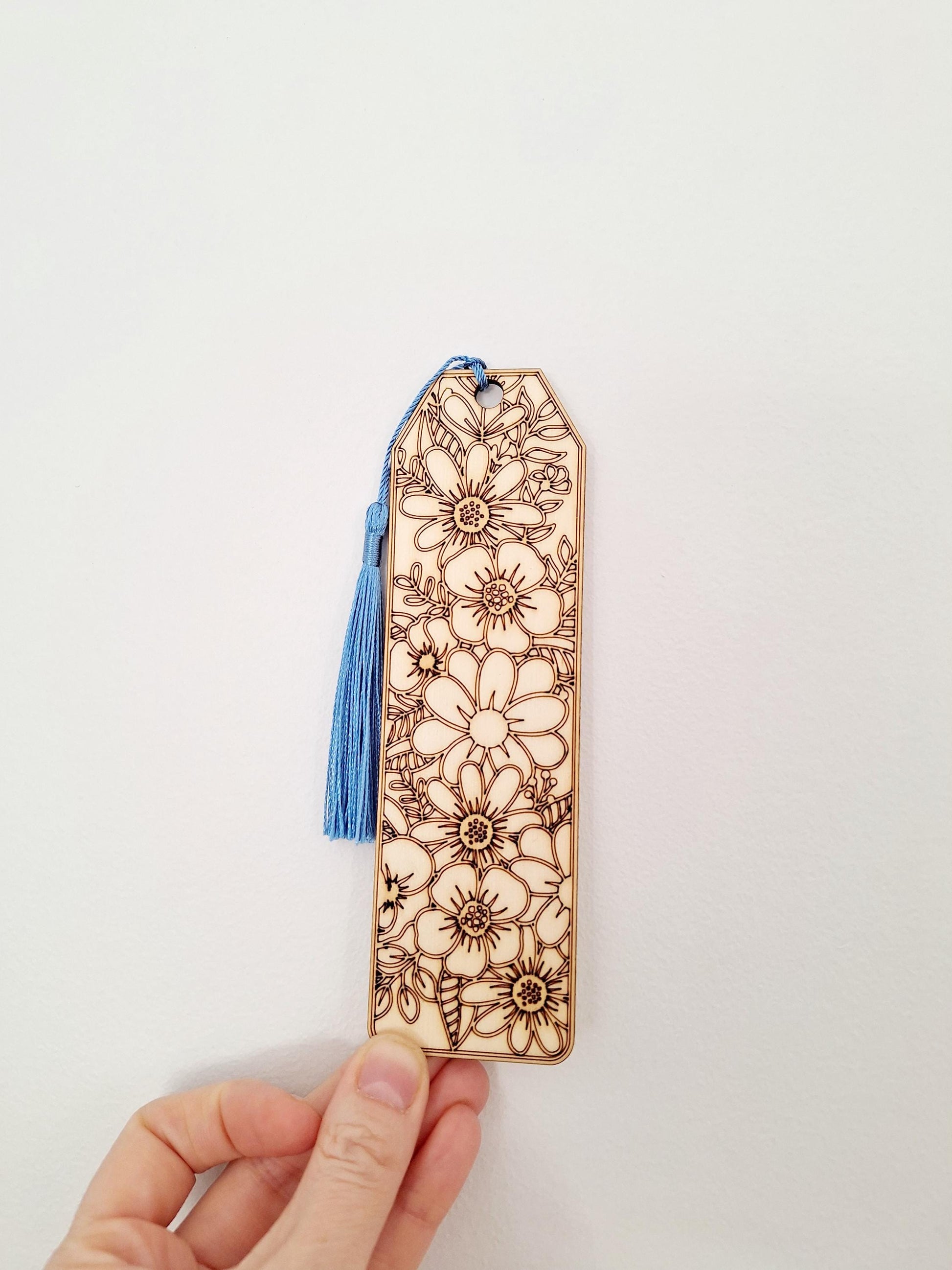 Wooden Engraved Floral Bookmarks, Page Marker, Book Lovers, Eco Friendly Bookmarks