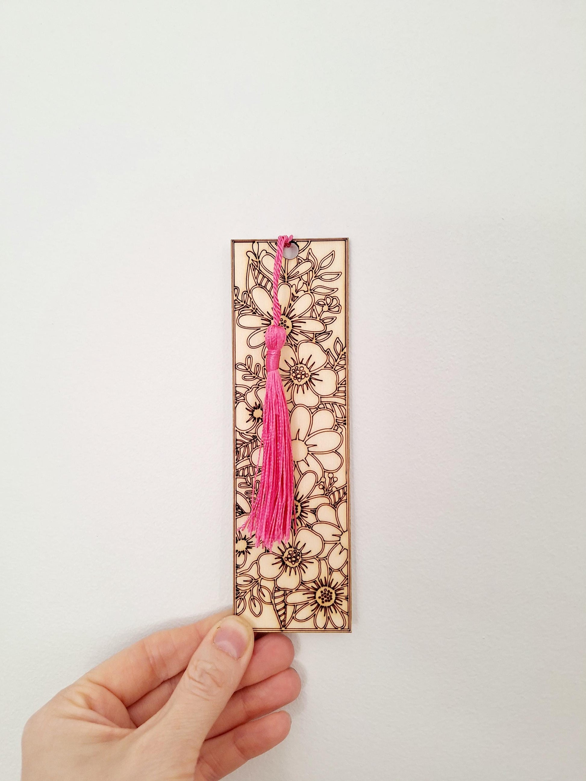 Wooden Engraved Floral Bookmarks, Page Marker, Book Lovers, Eco Friendly Bookmarks
