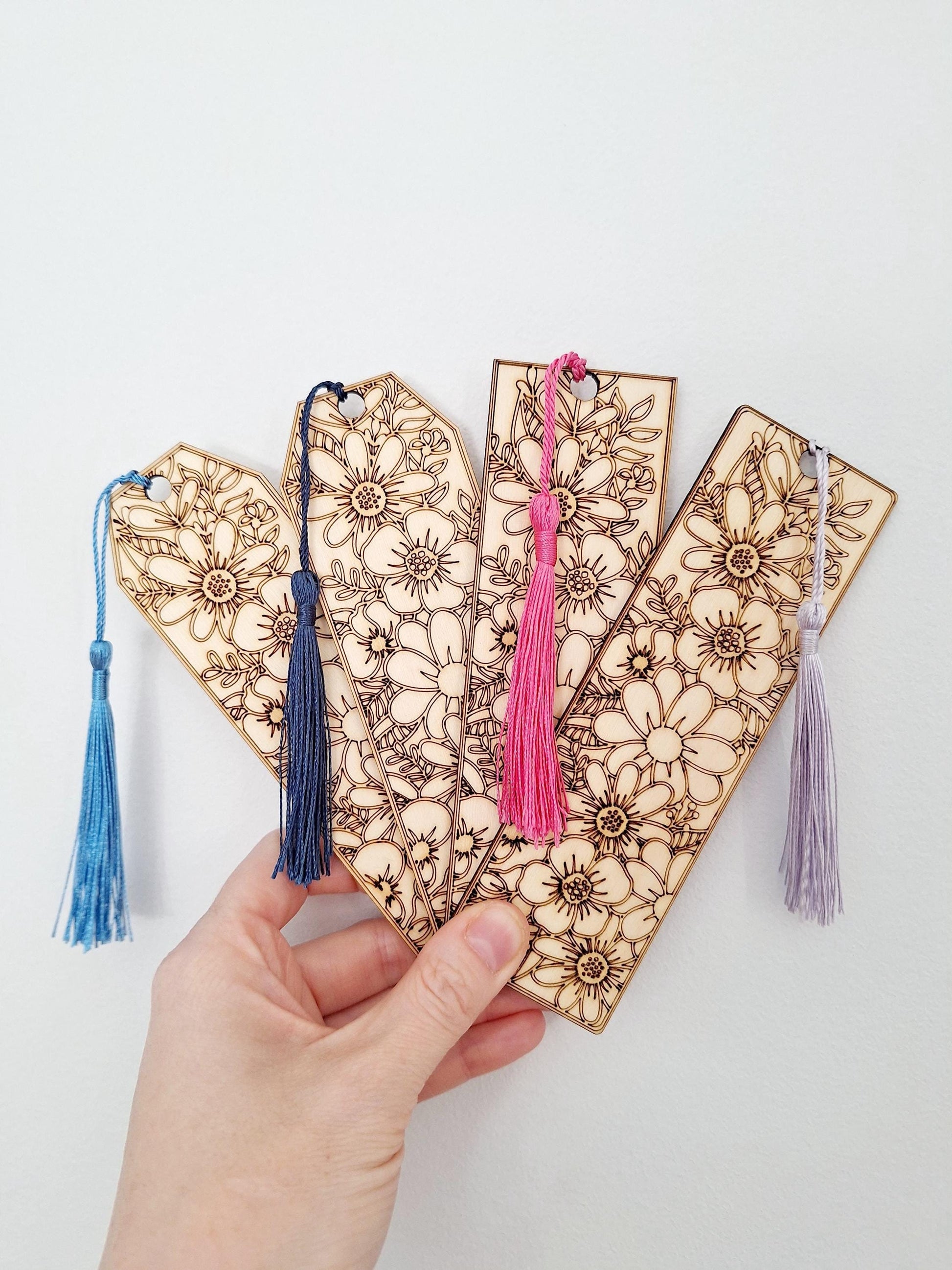 Wooden Engraved Floral Bookmarks, Page Marker, Book Lovers, Eco Friendly Bookmarks