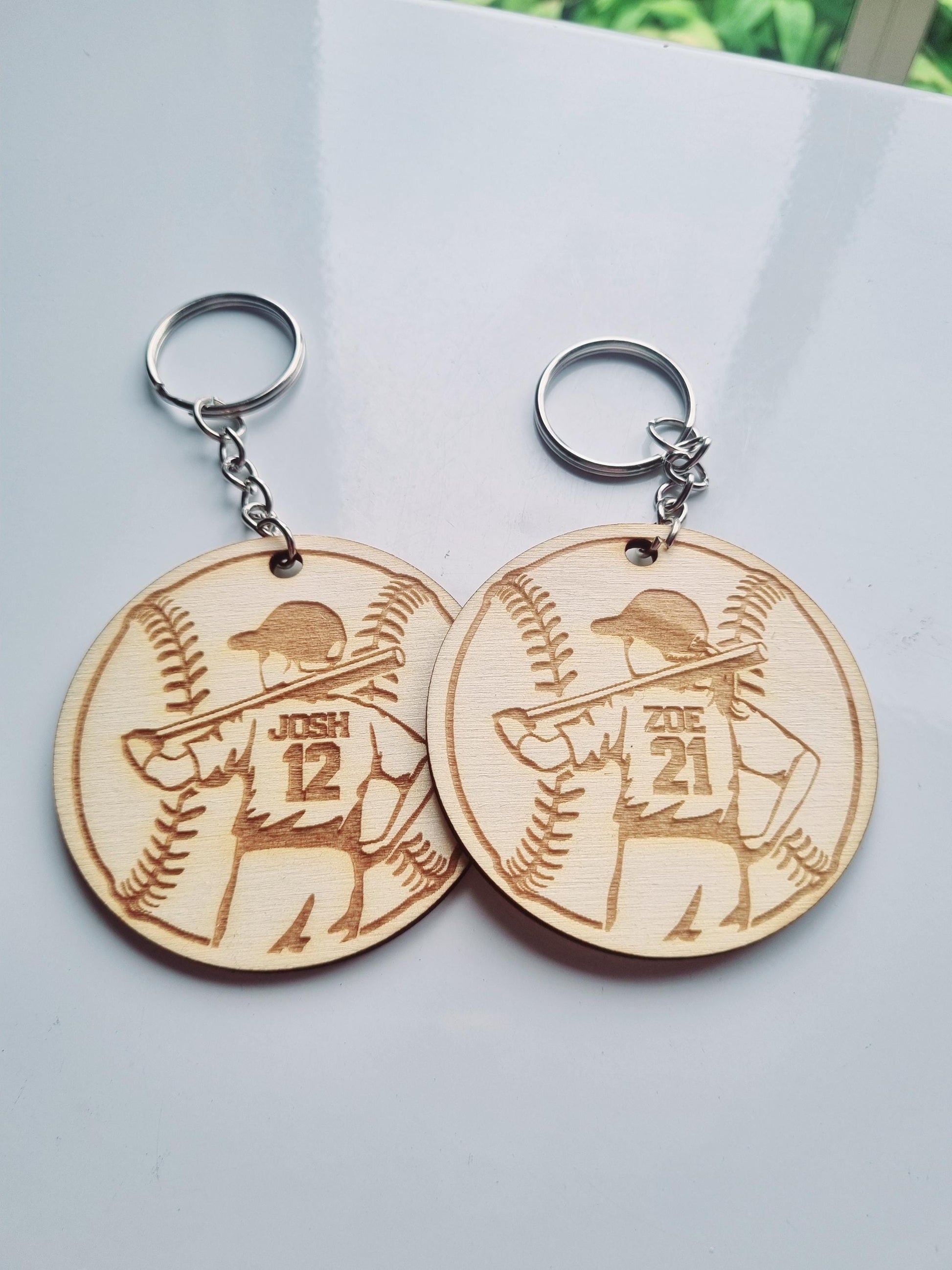 Personalised Baseball Keyring, Keychain, Baseball Lovers, Engraved Team Gift, Softball Keyring
