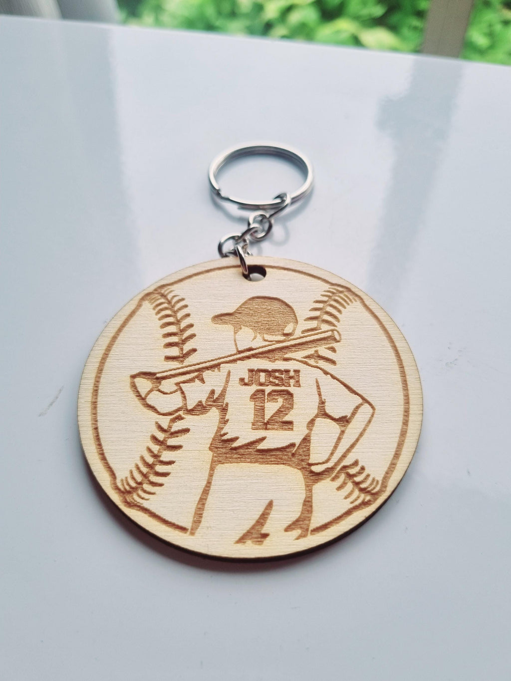 Personalised Baseball Keyring, Keychain, Baseball Lovers, Engraved Team Gift, Softball Keyring