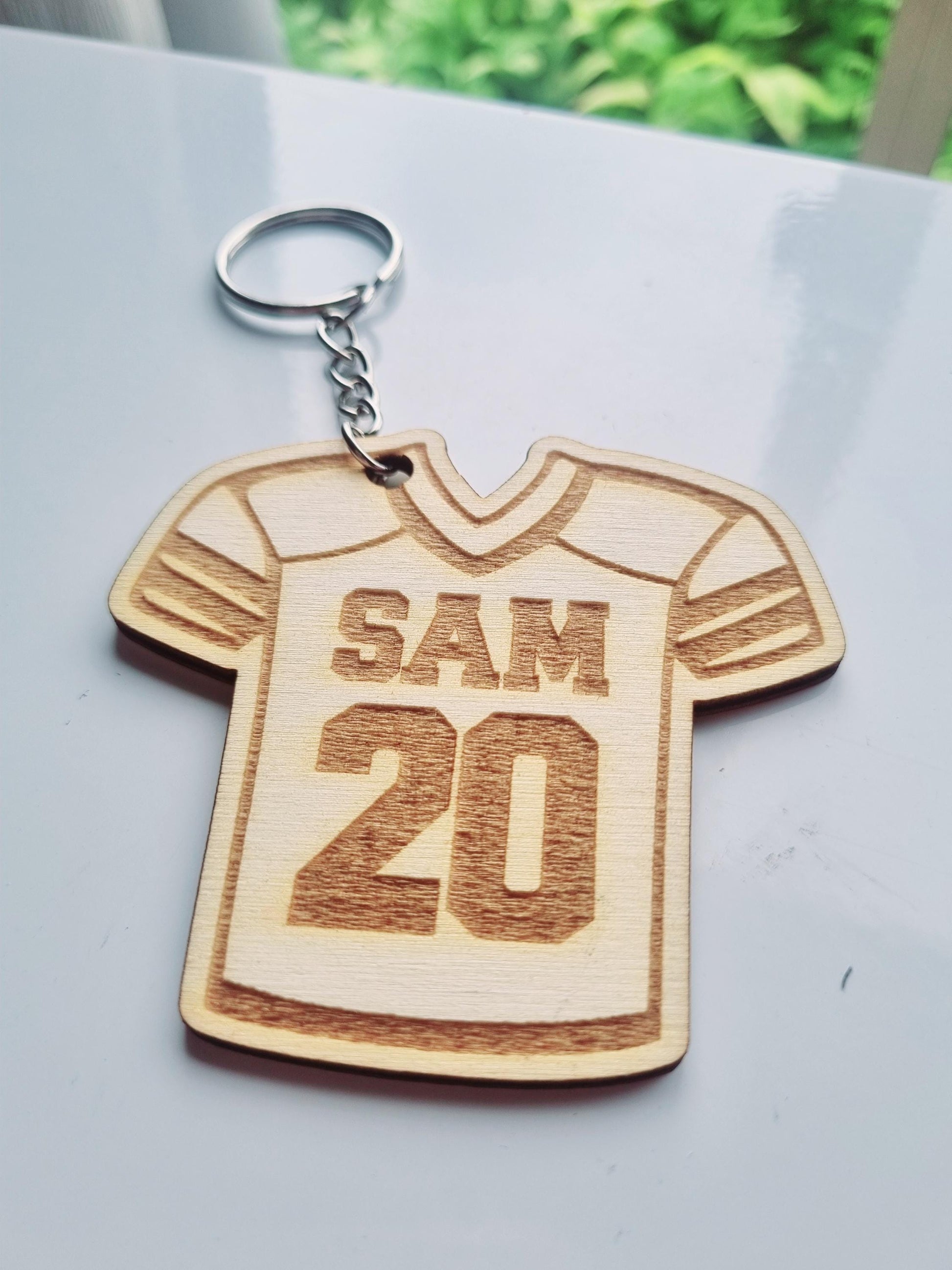 Personalised Rugby Keyring, Engraved American Football Jersey Keychain, Custom Team Gift