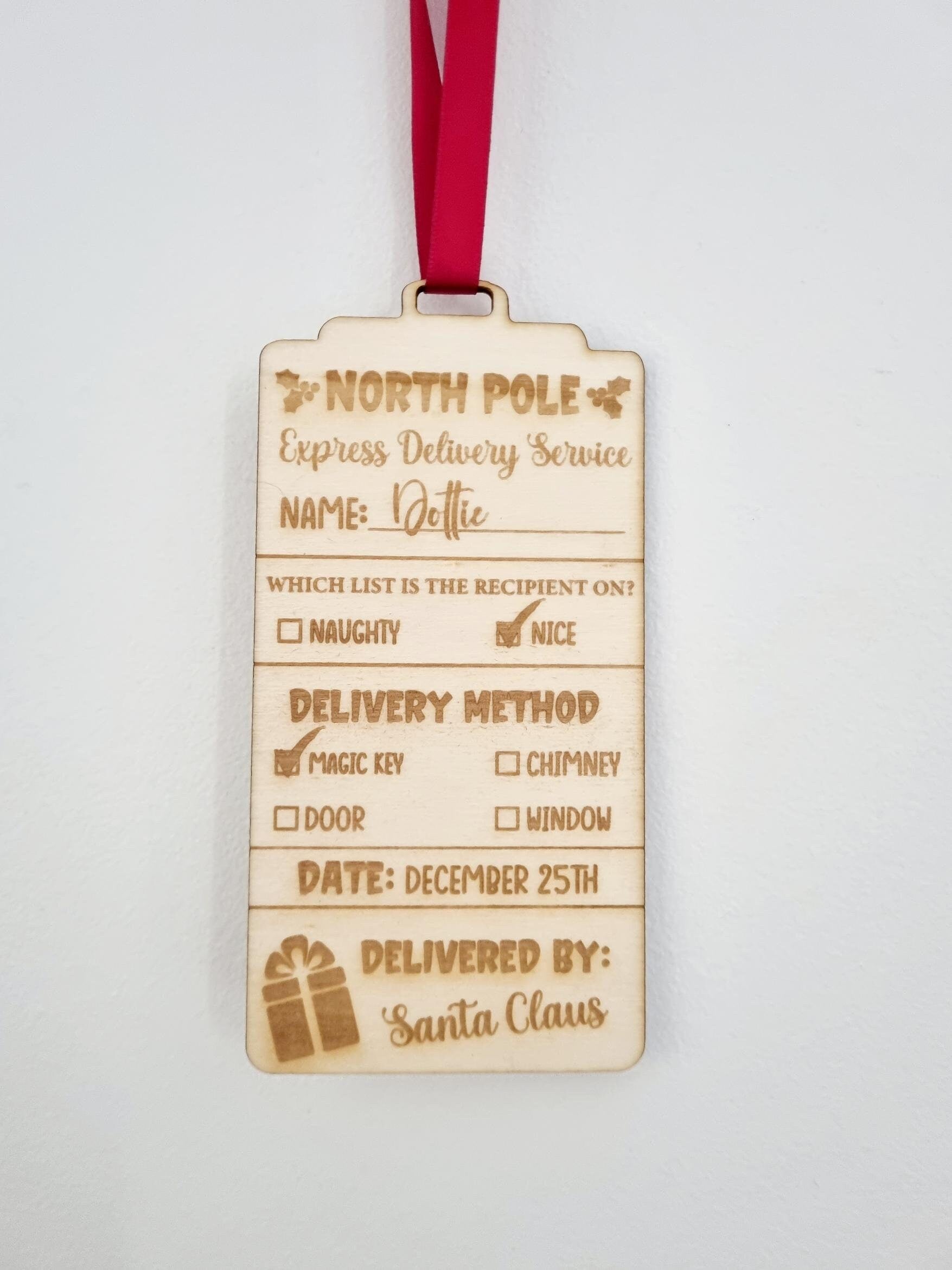 Personalised Christmas Gift Tag, Wooden Engraved Personalised Santa Sack Label, Christmas Gift