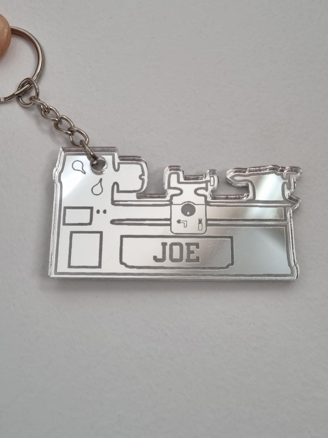 Unique Lathe Keychain for Him - Custom Fabricated Gift for the Ultimate Craftsman