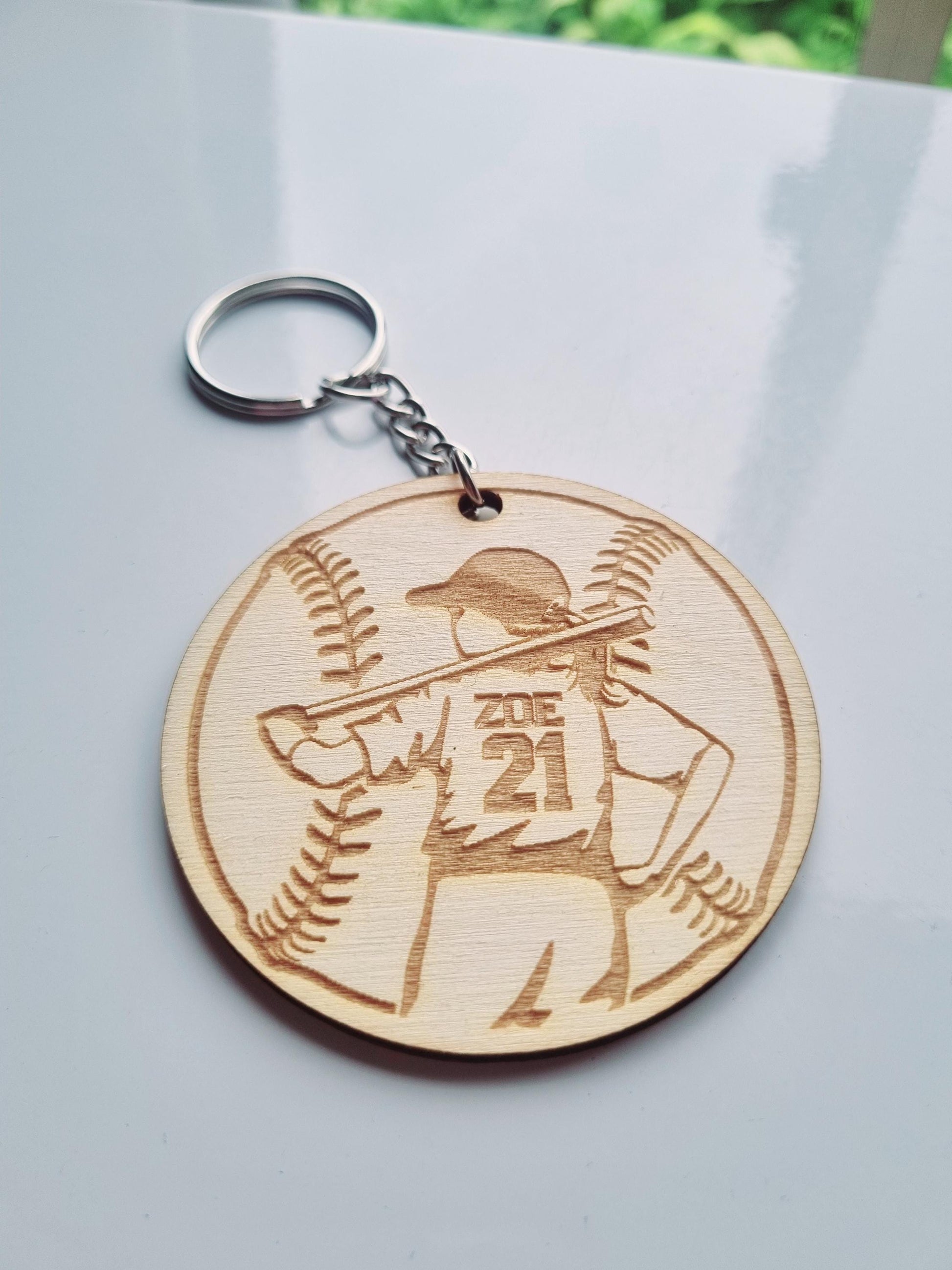 Personalised Baseball Keyring, Keychain, Baseball Lovers, Engraved Team Gift, Softball Keyring