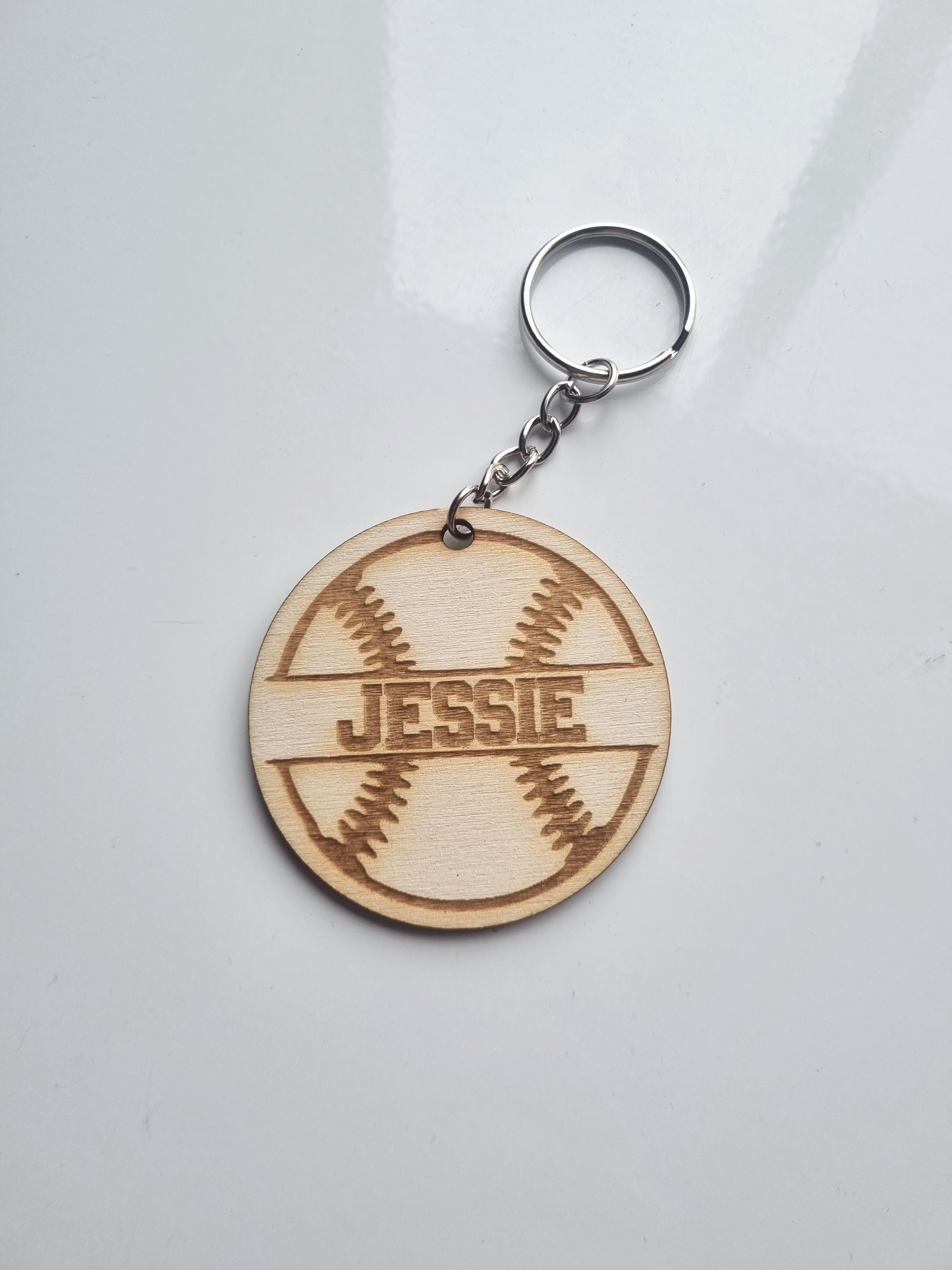 Personalised Baseball Keyring, Keychain, Baseball Lovers, Engraved Team Gift, Softball Keyring