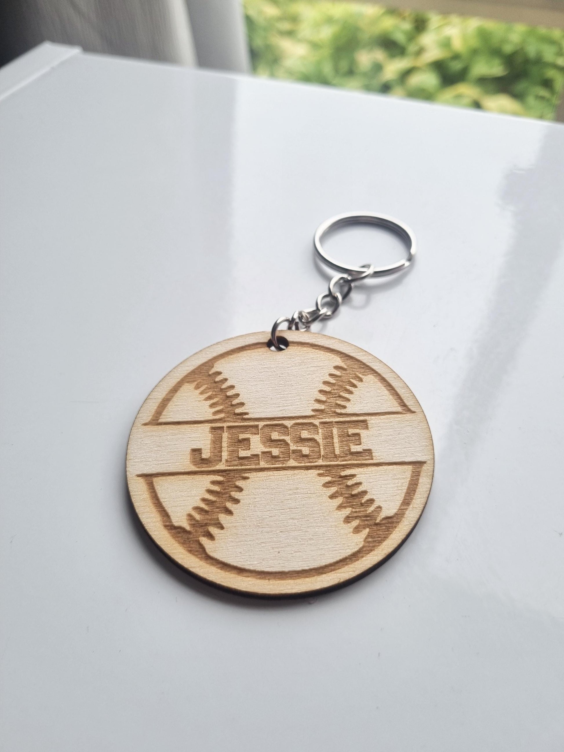 Personalised Baseball Keyring, Keychain, Baseball Lovers, Engraved Team Gift, Softball Keyring