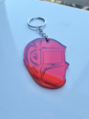 Personalised Welding Helmet Keyring, Custom Welding Mask, Fabricator Gift, Gift fot Dad, Gift for Him