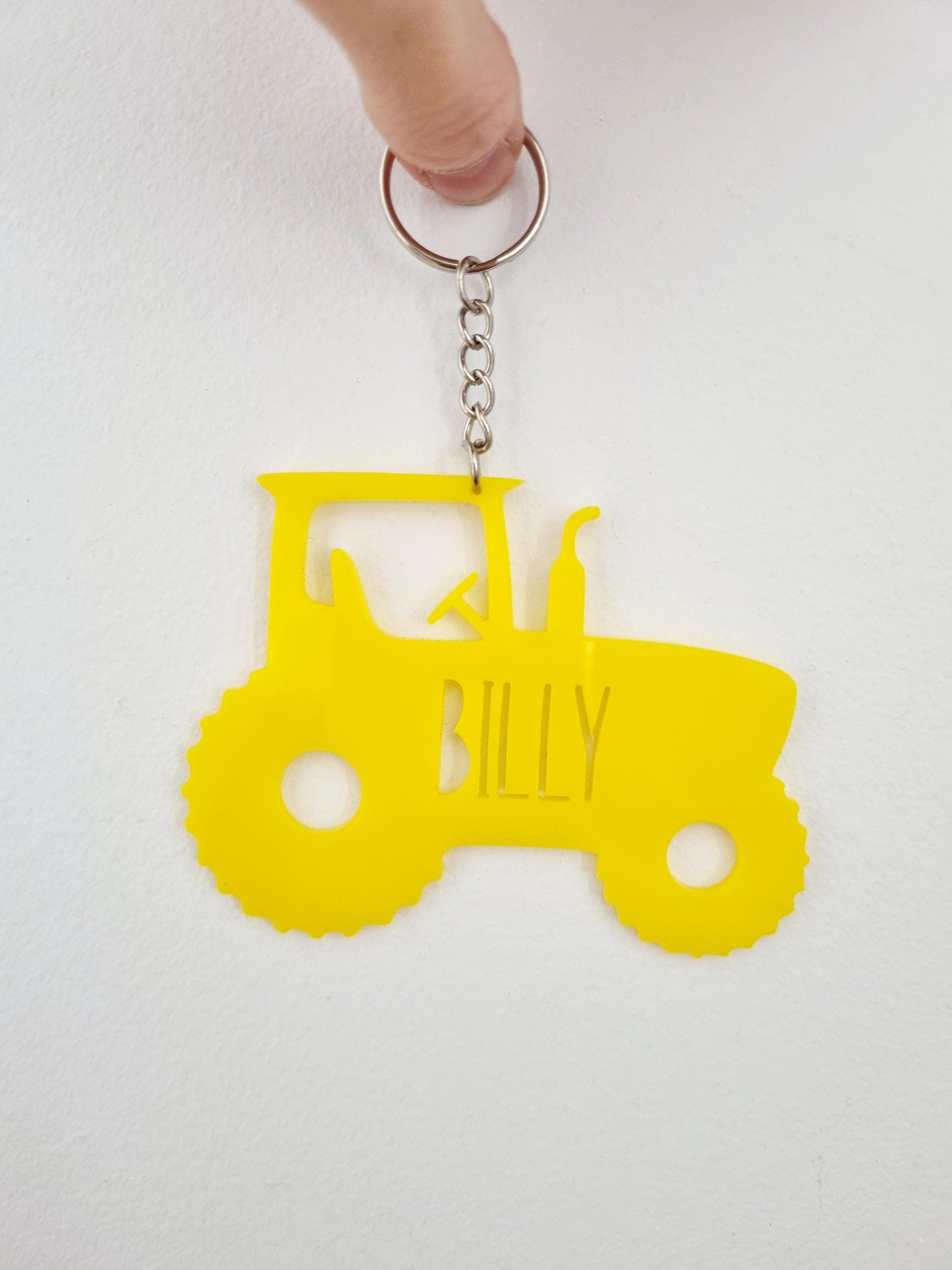 Personalised Tractor Bag Tag, Custom Backpack Tag Keychain for School Kindergarten