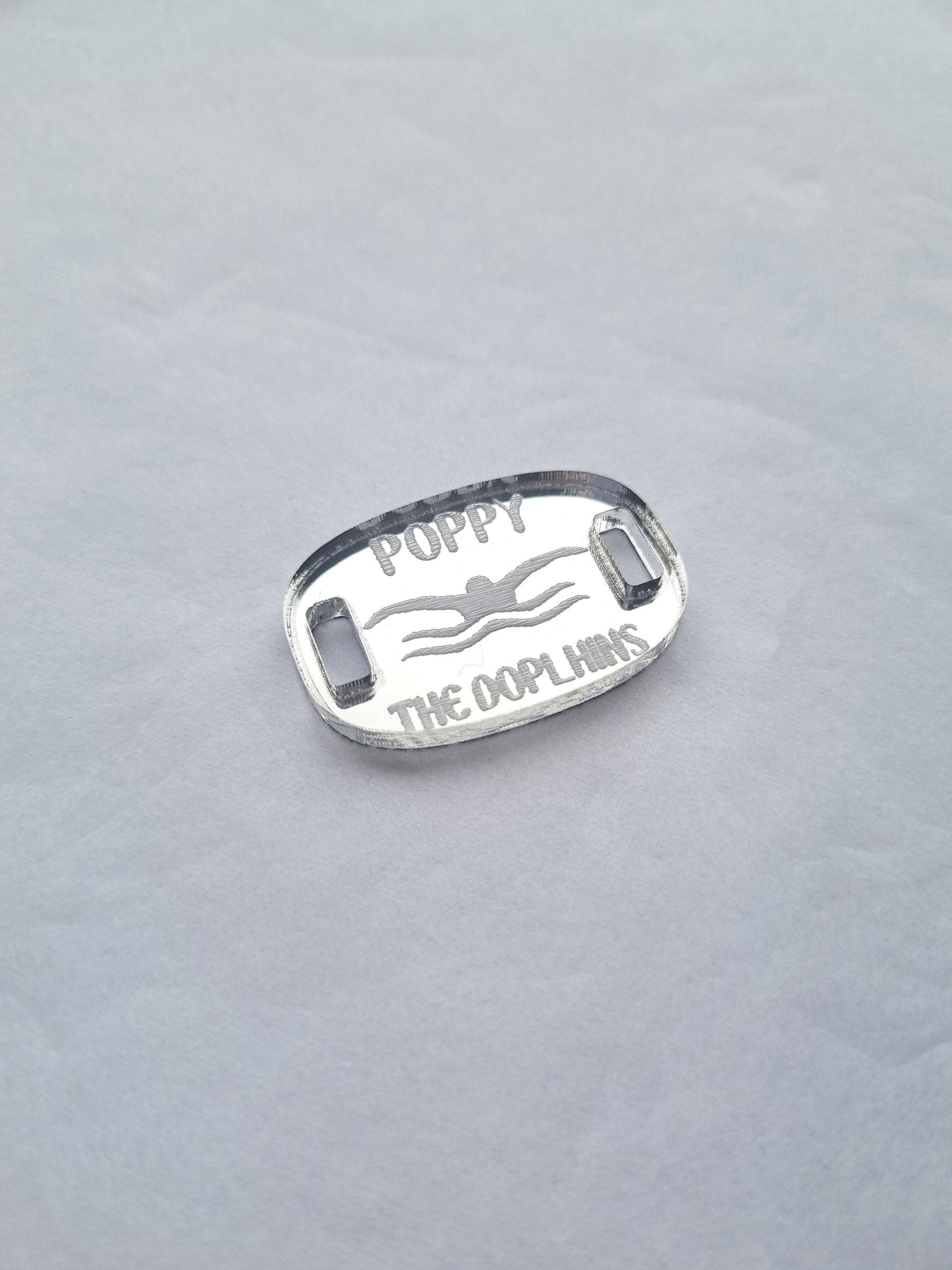 Personalised Swimming Shoe Charm, Custom Swim Team Gift, Swimmer Accessory, Swim Coach Gift