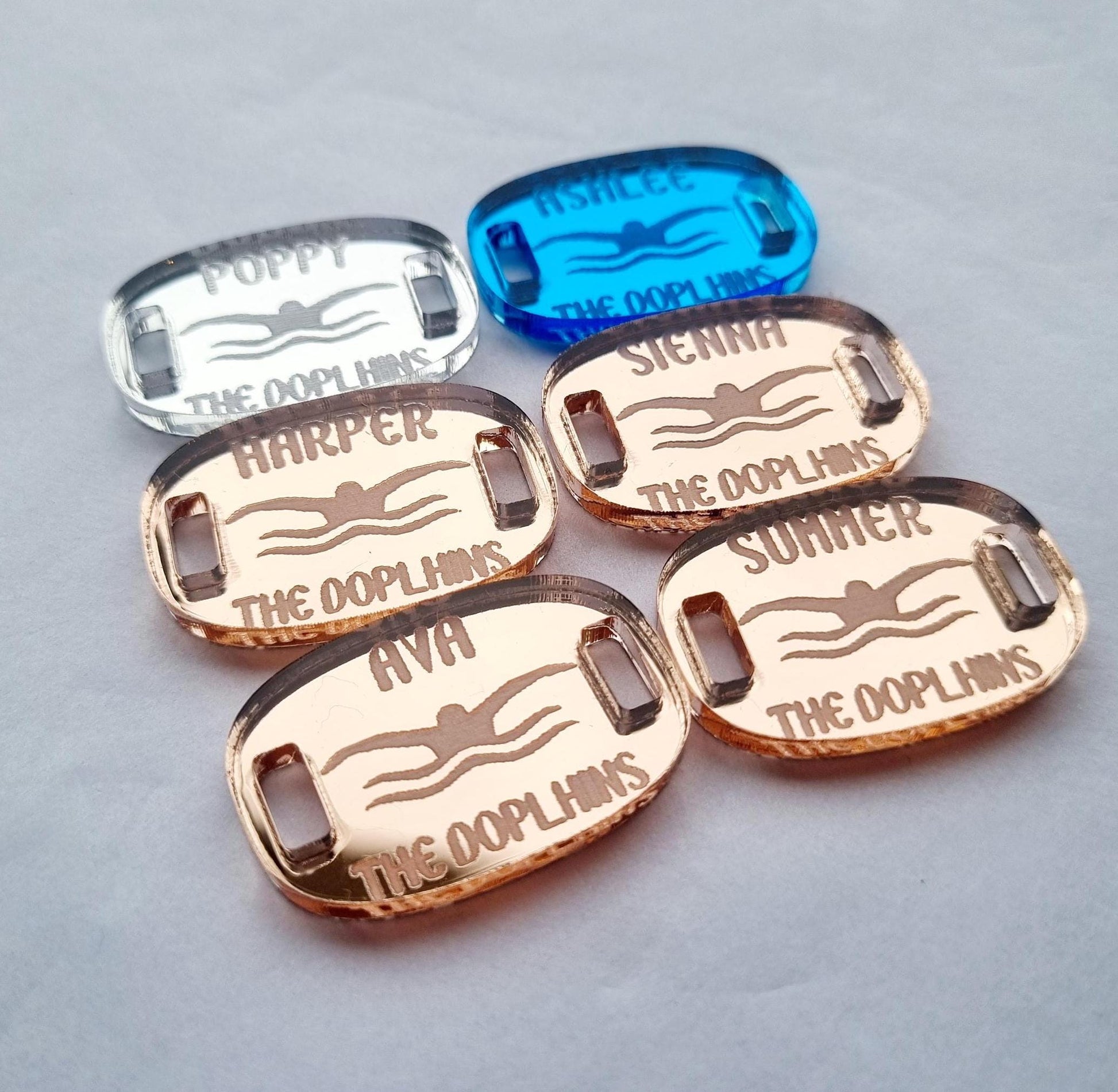 Personalised Swimming Shoe Charm, Custom Swim Team Gift, Swimmer Accessory, Swim Coach Gift