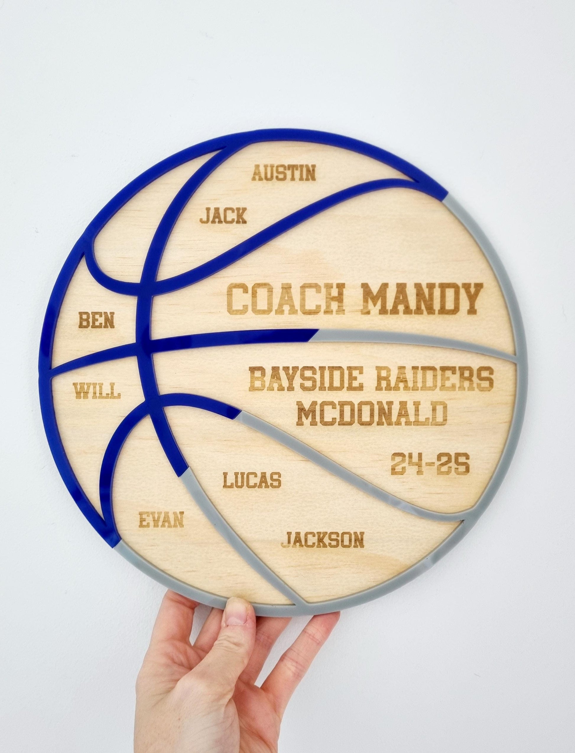 Basketball Coach Gift, Unique 2 Colour Design, Basketball Team Gift, Basketball Coach Plaque