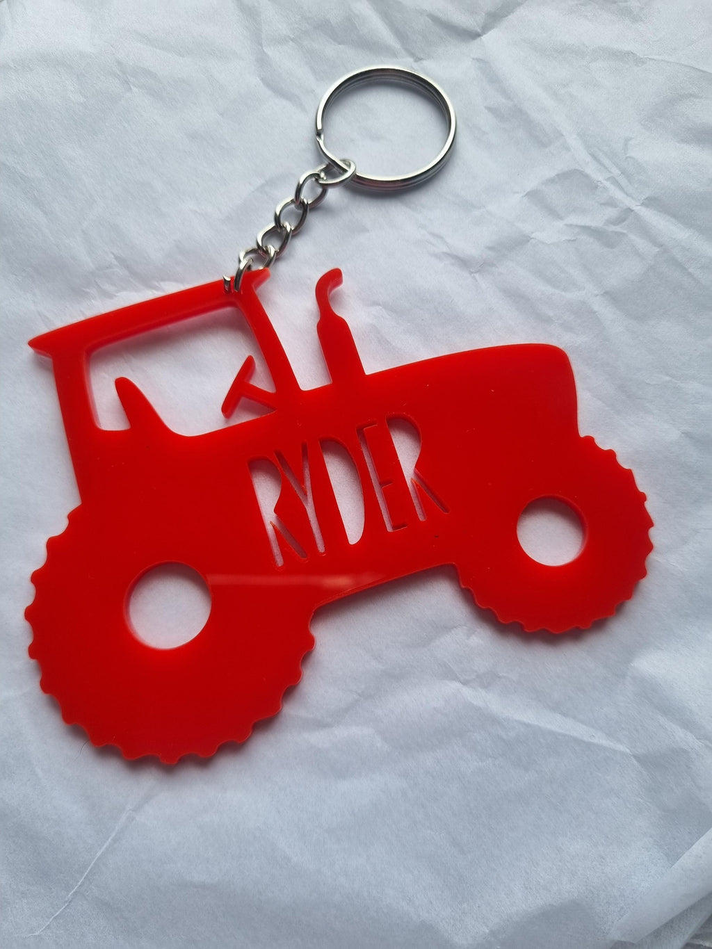 Personalised Tractor Bag Tag, Custom Backpack Tag Keychain for School Kindergarten