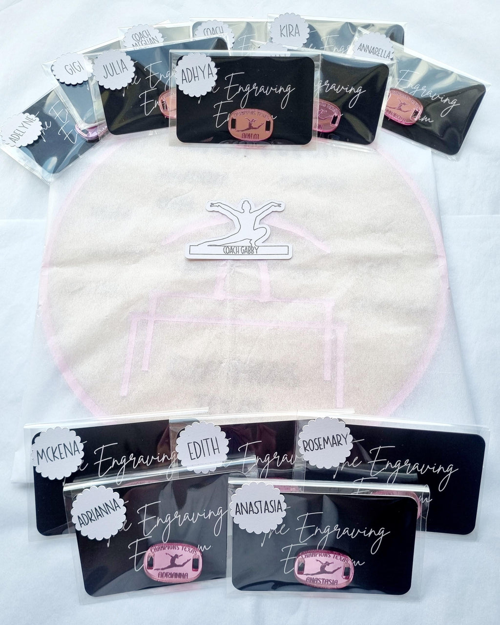 Personalised Gymnastics Coach Gift Set – Coach Plaque & Shoe Tags, Gymnastics Team Thank You Gift