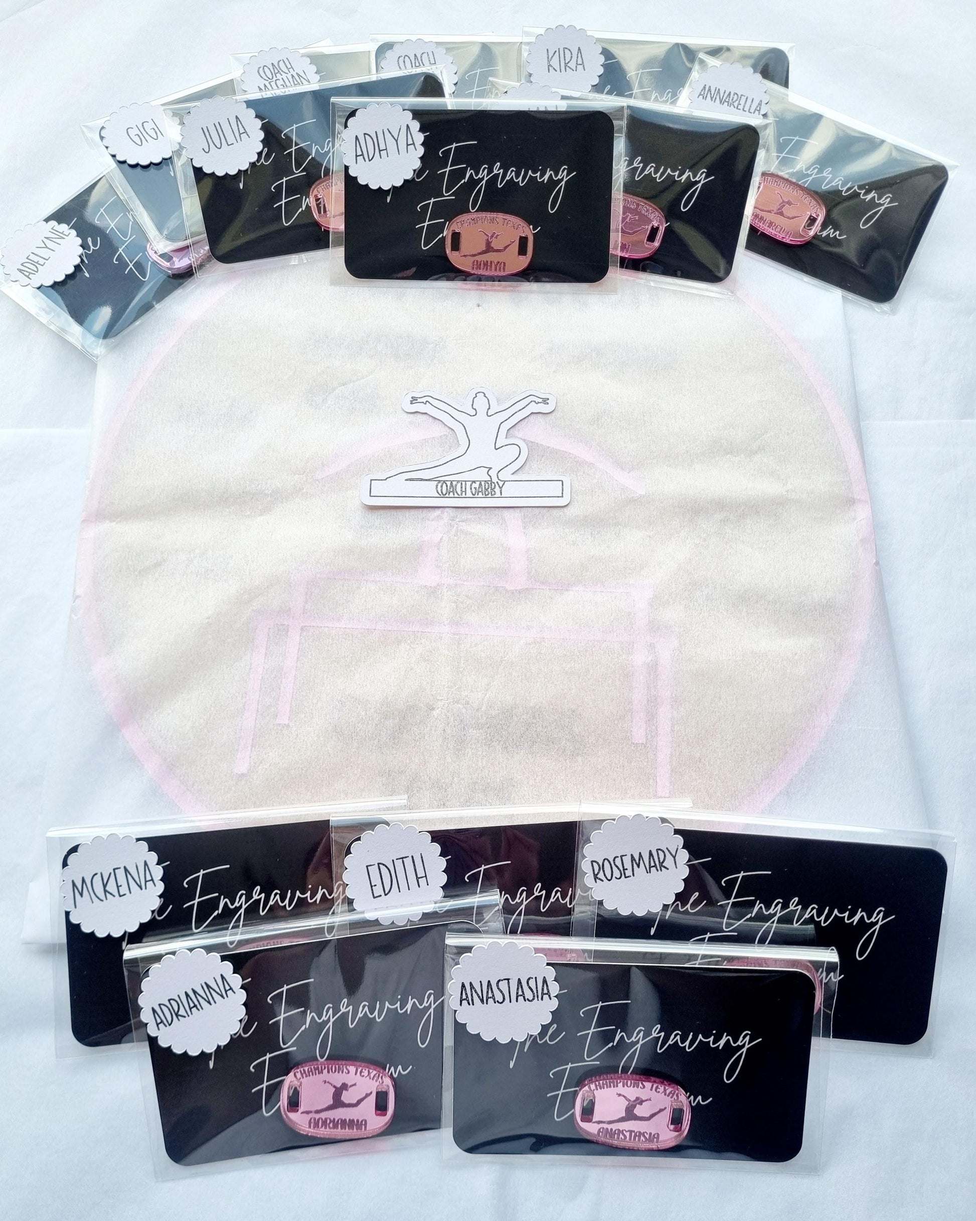 Personalised Gymnastics Coach Gift Set – Coach Plaque & Shoe Tags, Gymnastics Team Thank You Gift