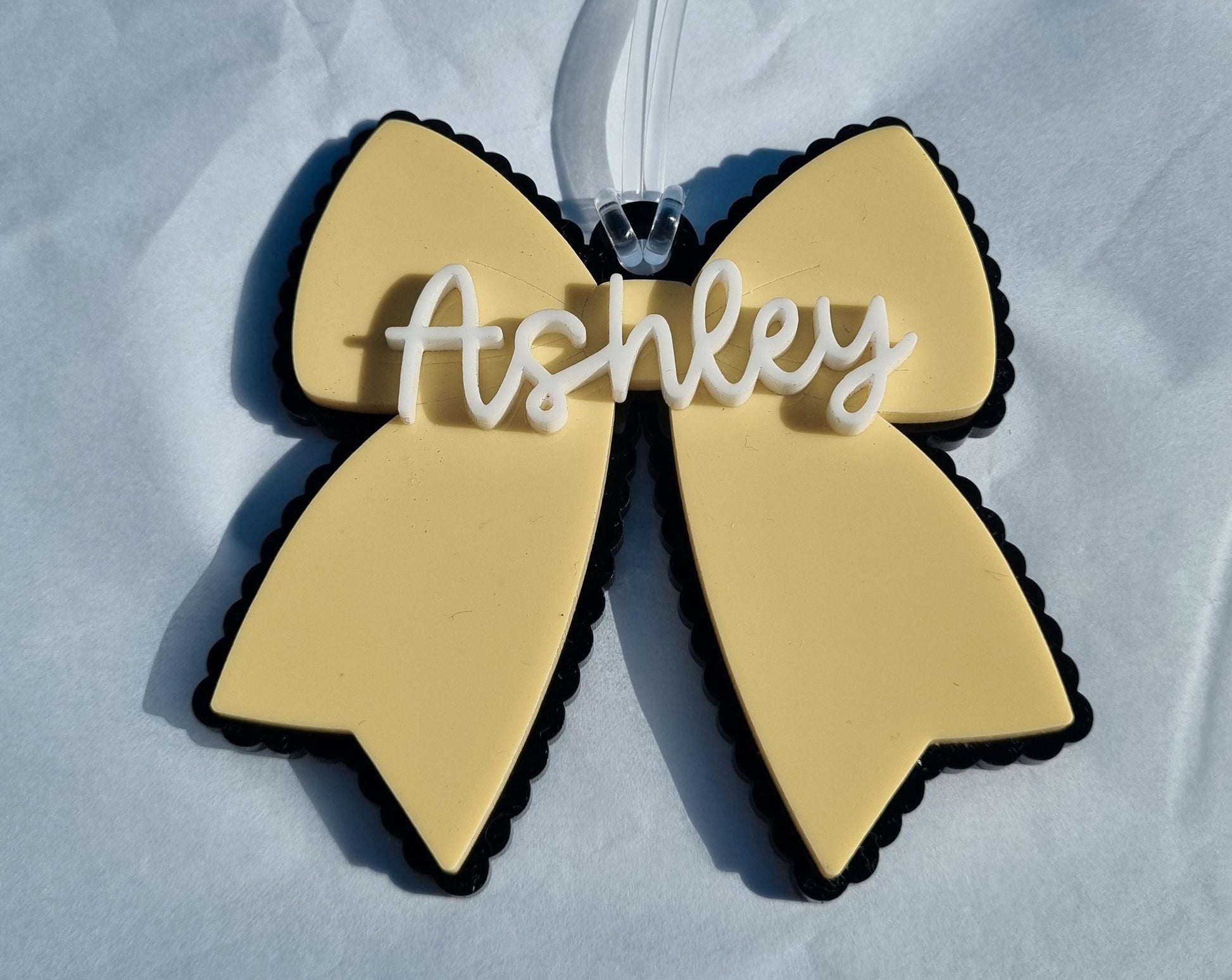 Personalised Bow Bag Tag, Custom Themed Backpack Tag Keychain for School Kindergarten