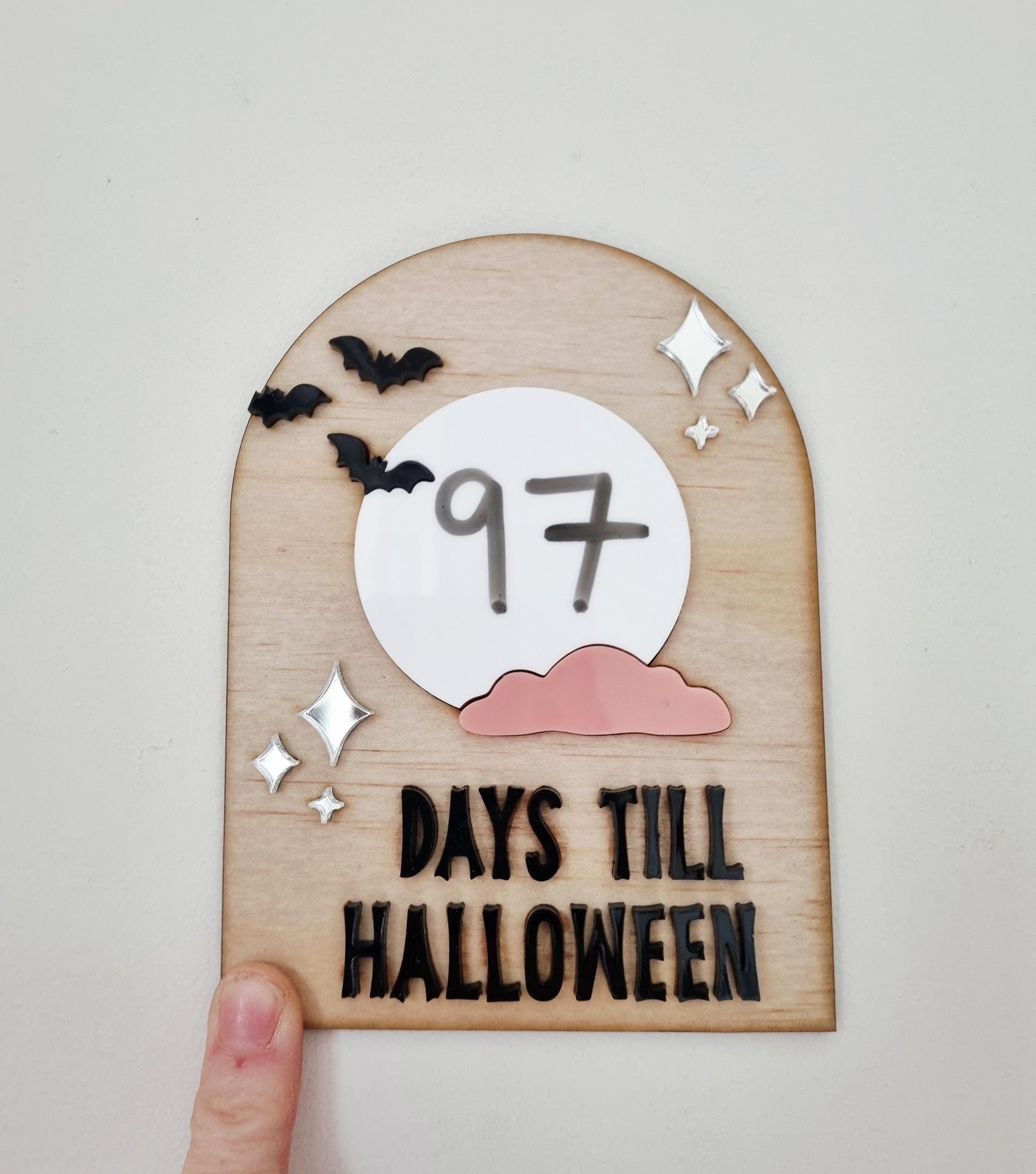 Halloween Countdown Plaque - Reusable Wooden Sign