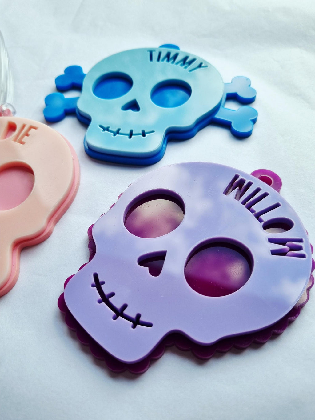 Personalised Halloween Name Tag – Spooky Skull Bag Tag or Gift Label