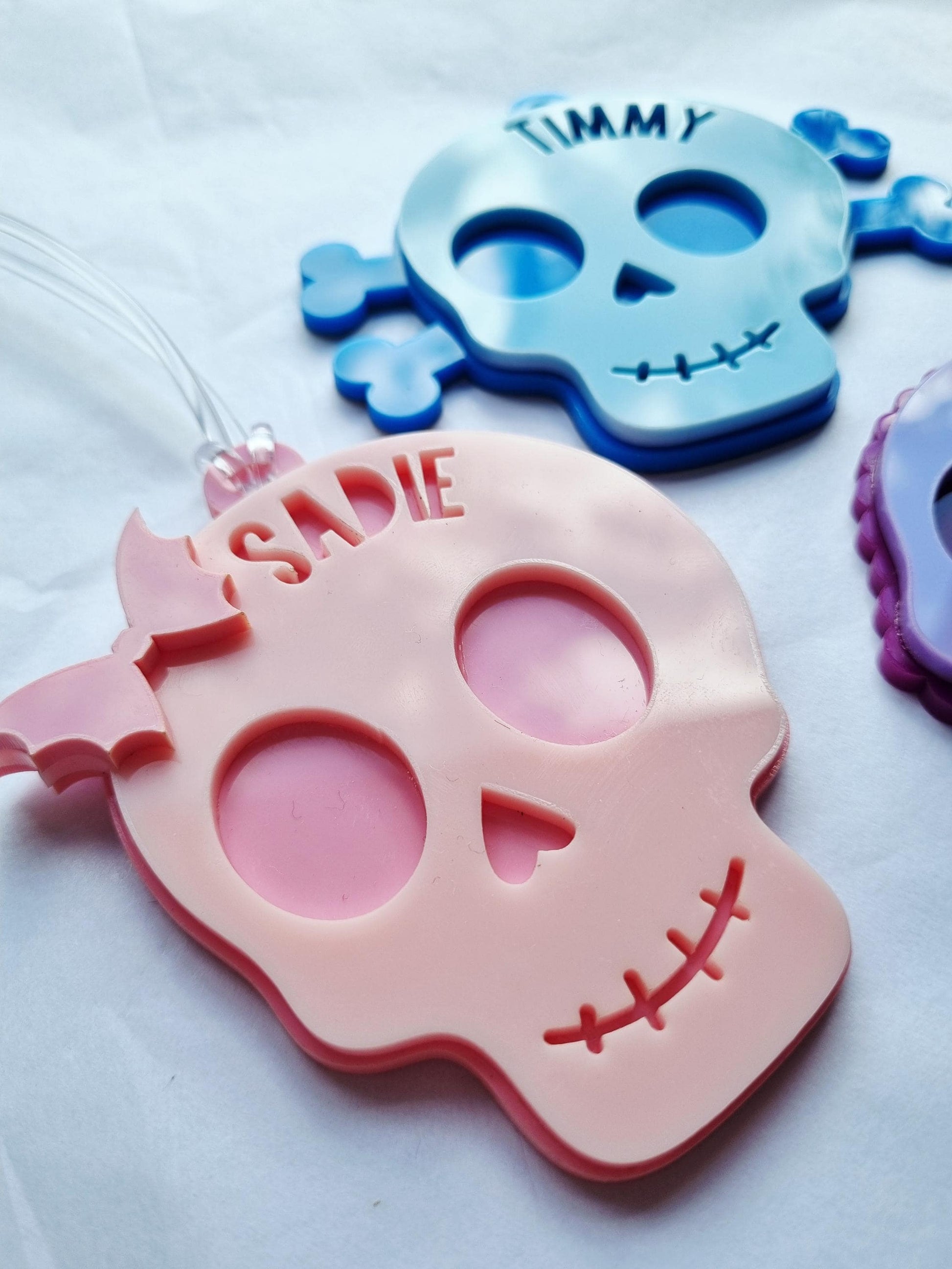 Personalised Halloween Name Tag – Spooky Skull Bag Tag or Gift Label
