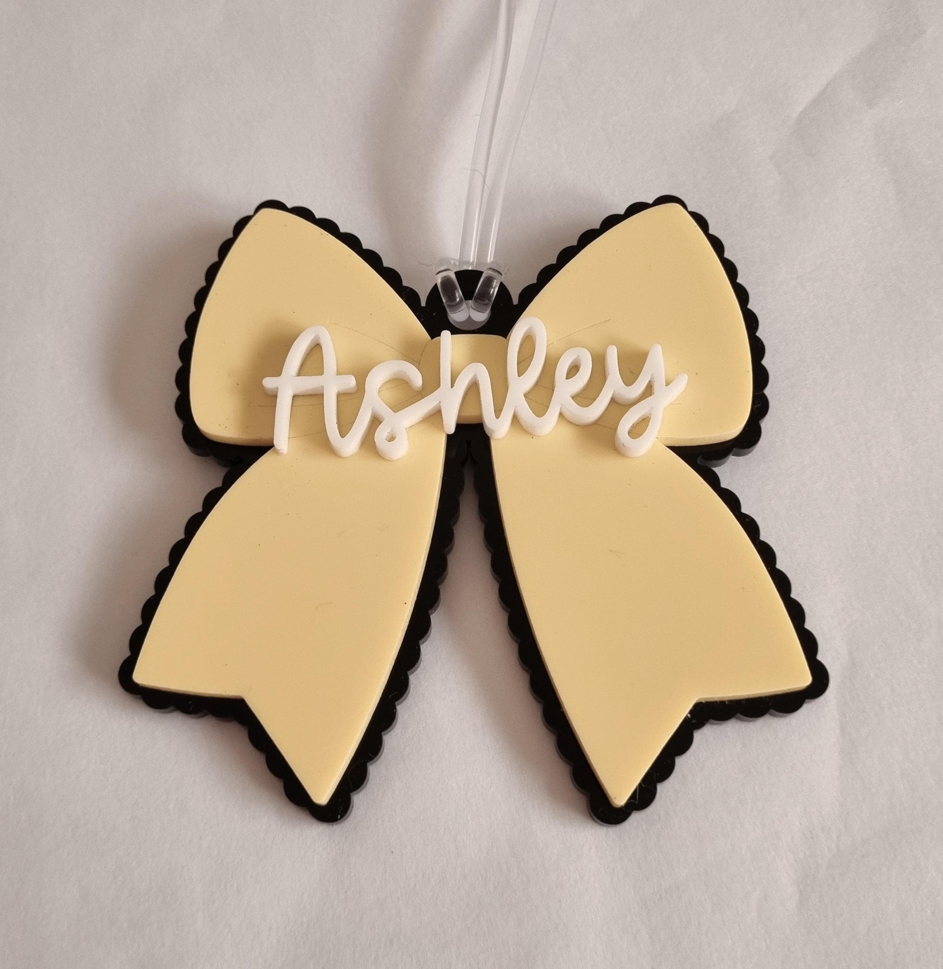 Personalised Bow Bag Tag, Custom Themed Backpack Tag Keychain for School Kindergarten