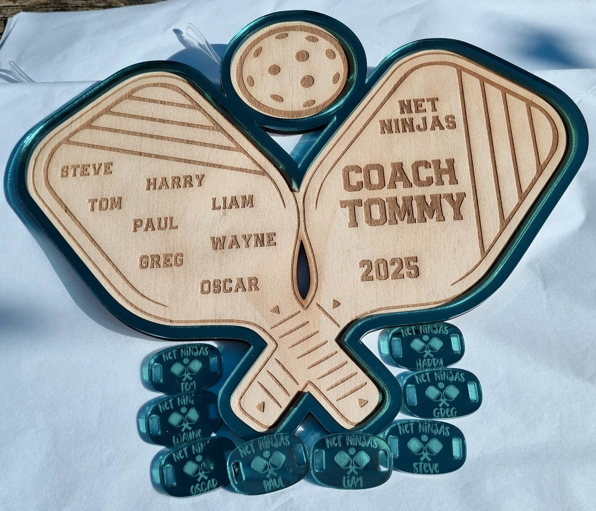 Personalised Pickleball Coach Gift Set, Pickleball Team Gift, Custom Shoe Tags, Pickleball Plaque, End of Season Award