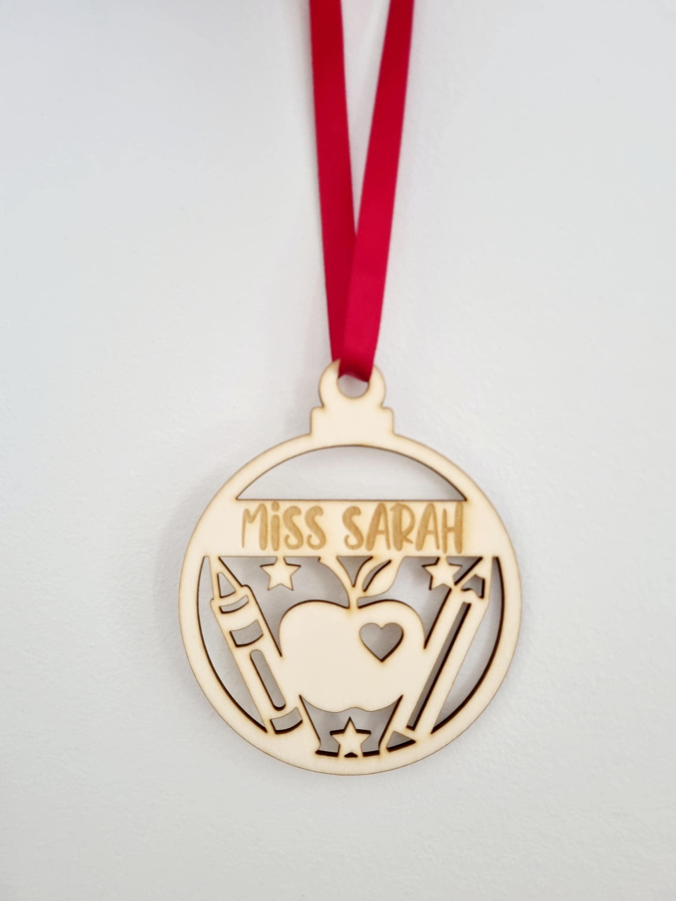 Personalised Teacher Christmas Ornament, Wooden Engraved Personalised Ornament, Christmas Gift