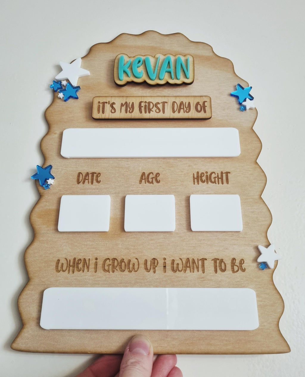 First Day of School Interchangeable Board – Personalised Reusable Photo Prop With Star Detail