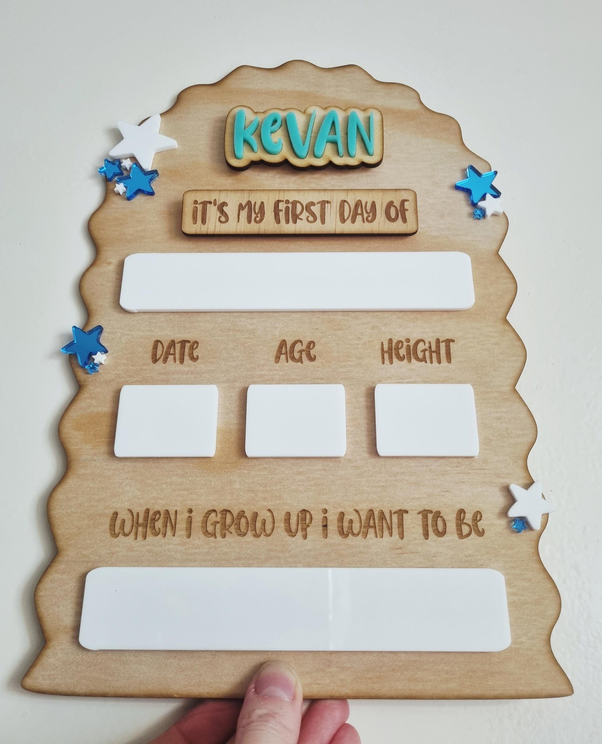 First Day of School Interchangeable Board – Personalised Reusable Photo Prop With Star Detail