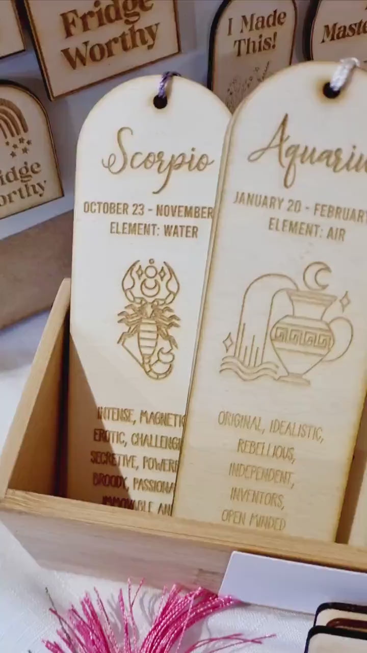 Wooden Zodiac Bookmarks, Page Markers, Book Lovers, Star Sign Bookmark