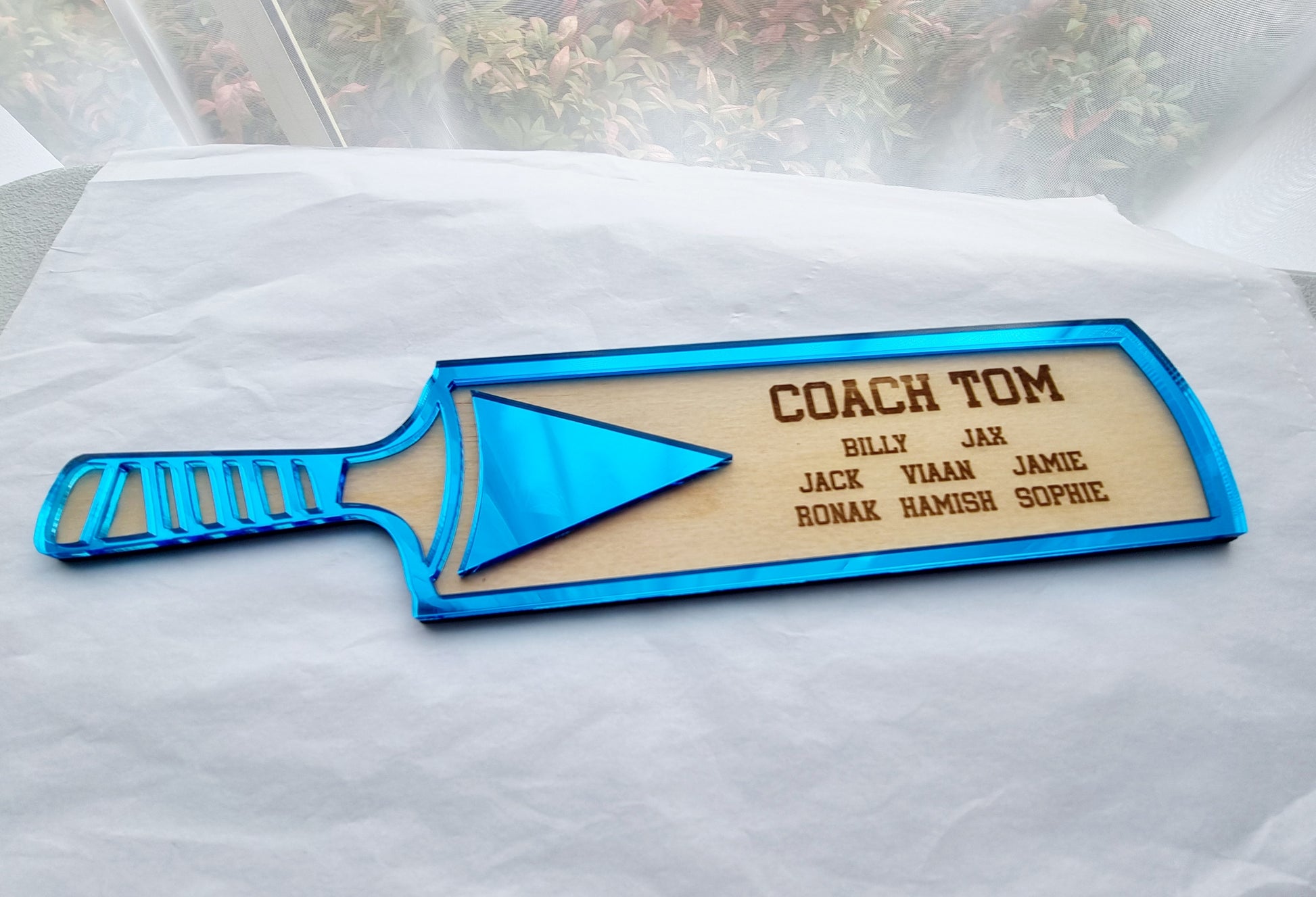 Cricket Coach Gift Plaque – Personalised Team Cricket Bat Keepsake