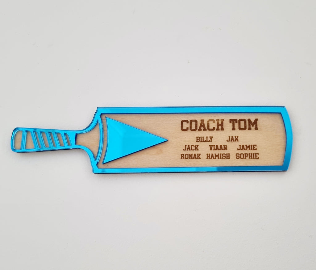 Cricket Coach Gift Plaque – Personalised Team Cricket Bat Keepsake