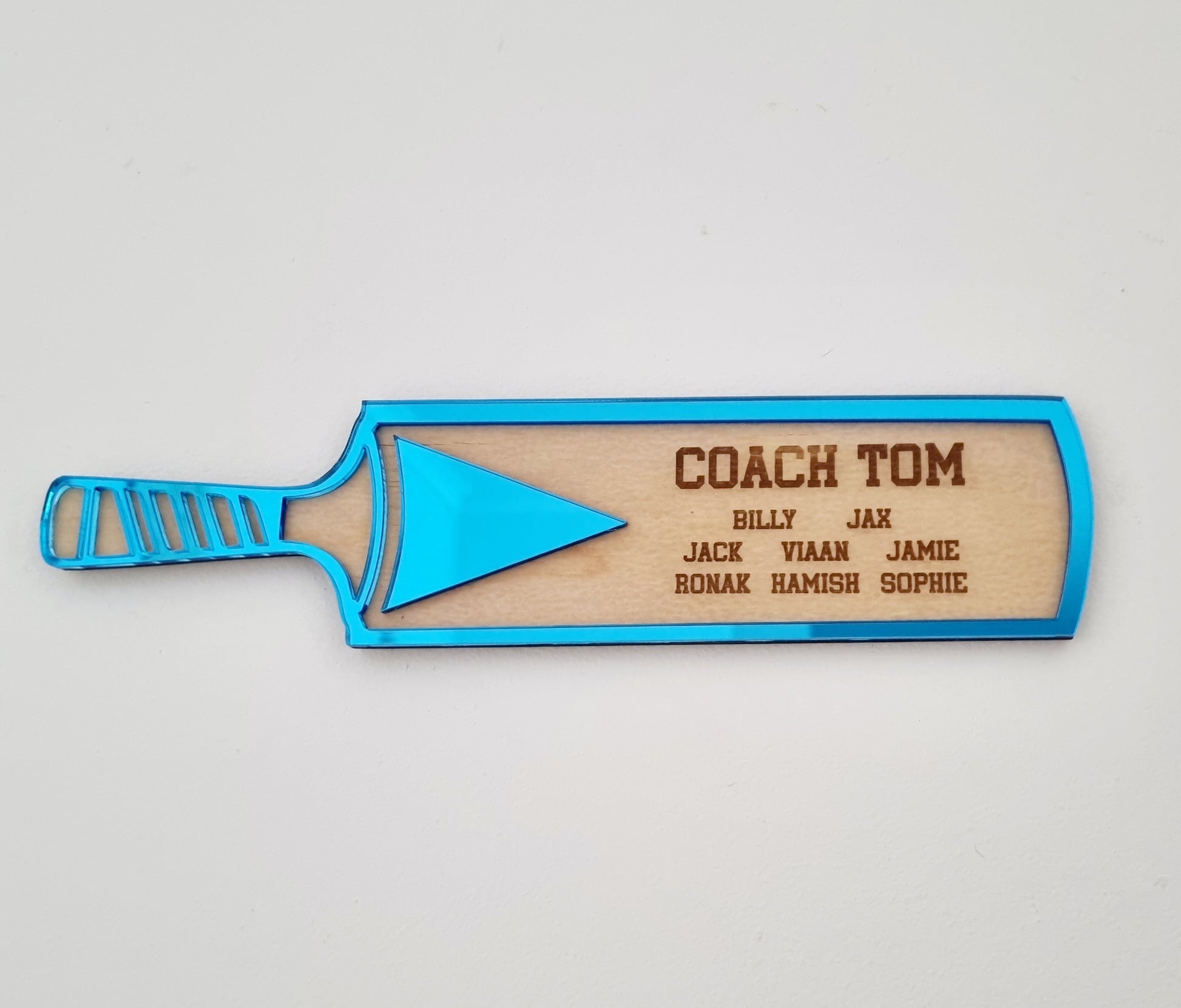 Cricket Coach Gift Plaque – Personalised Team Cricket Bat Keepsake