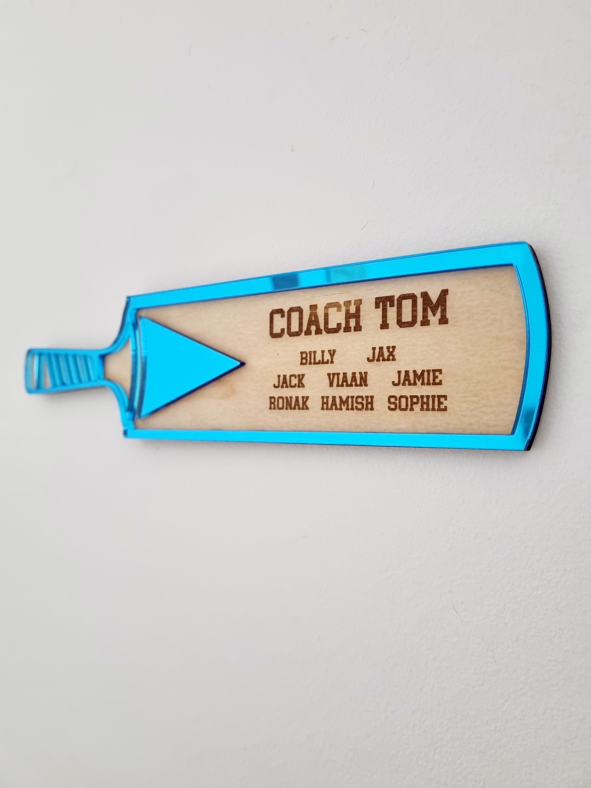 Cricket Coach Gift Plaque – Personalised Team Cricket Bat Keepsake
